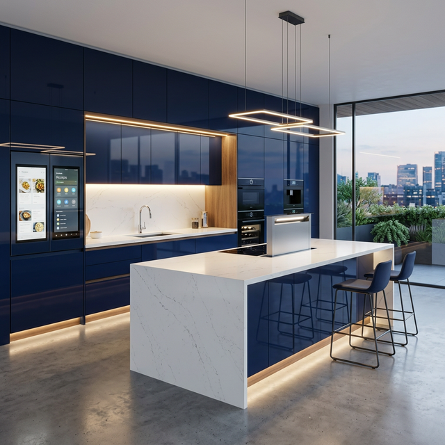 تصميم مطبخ عصري بلون خشبي رائع